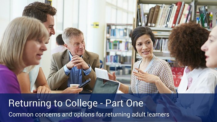 Students returning to school online are sitting together and talking in a library, looking at their laptops and cellphones to discuss their new classes .